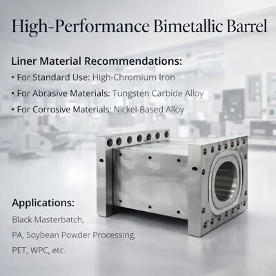 Kalite  Nickel Alloy Twin Screw Extruder Barrel with Wear and Corrosion Resistance for High Performance fabrika