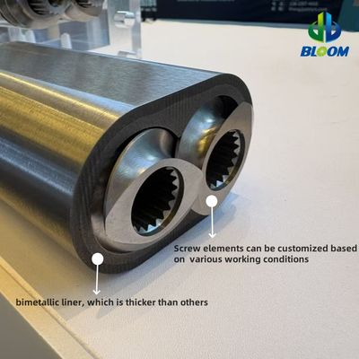 Ekstrüder parçaları Halogen içermeyen alev geciktiricisi ile plastik reçinin karıştırılması, karışımı ve granülasyonu için vida segment namlu ve kaplama