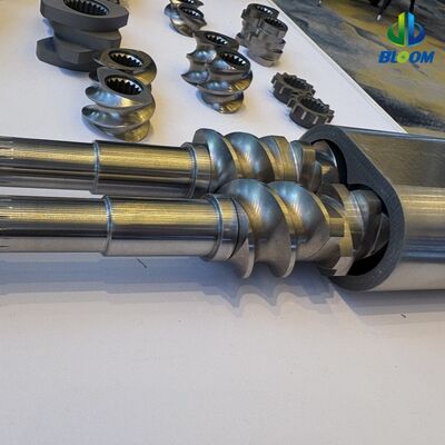 Yüksek tork kapasitesine sahip çift vida ekstrüder parçaları için özel aşınmaya ve korozyona karşı dayanıklı bimetallik vida segmentleri