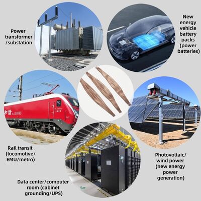Güç ekipmanları ve transformatörler için 1-100Kv nominal voltaj ve 1-11000A nominal akım ile Mor Bakır örgülü esnek bağlantı